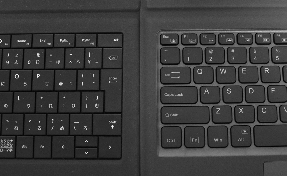 Microsoft純正タイプカバーとATiC非純正キーボード キーピッチの違い