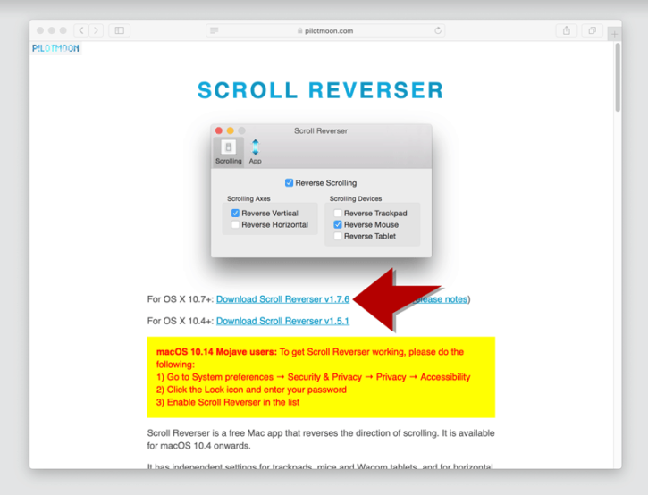 where to find scroll reverser macbook pro